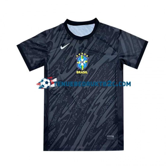 Uitshirt Brazilië Keeper Copa America Mannen 2024 S-S Zwart