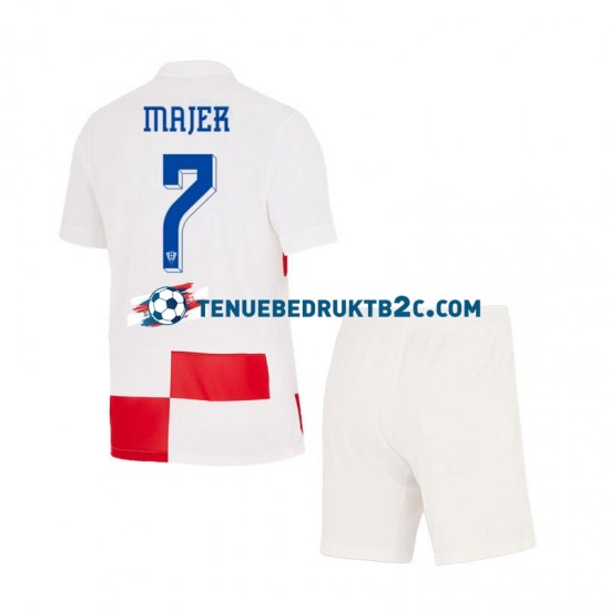 Thuisshirt Kroatië Lovro Majer 7 Voetbalteneu Kinderen Europacup 2024 S-S