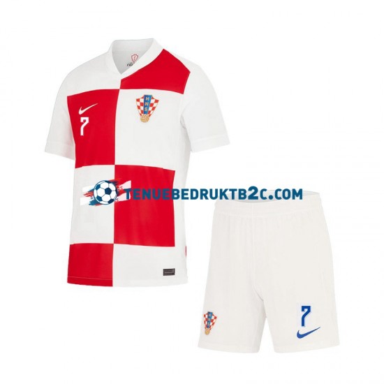 Thuisshirt Kroatië Lovro Majer 7 Voetbalteneu Kinderen Europacup 2024 S-S