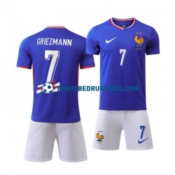 Thuisshirt Frankrijk Antoine Griezmann 7 Voetbalteneu Kinderen Europacup 2024 S-S Blauw