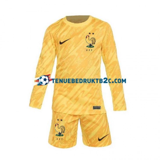 Thuisshirt Frankrijk Keeper Voetbalteneu Kinderen Europacup 2024 L-S Geel