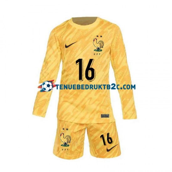 Thuisshirt Frankrijk Keeper Mike Maignan 16 Voetbalteneu Kinderen Europacup 2024 L-S Geel