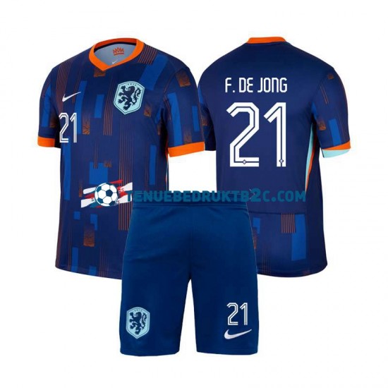 Uitshirt Nederland Frenkie de Jong 21 Voetbalteneu Kinderen Europacup 2024 S-S