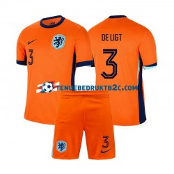 Thuisshirt Nederland Matthijs de Ligt 3 Voetbalteneu Kinderen Europacup 2024 S-S