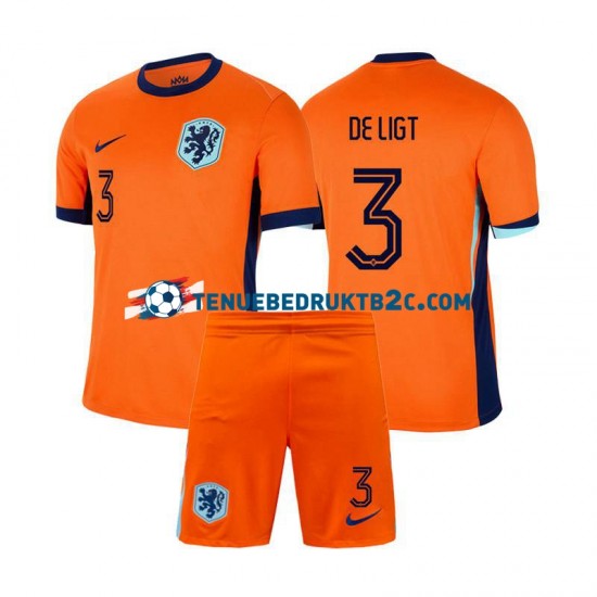 Thuisshirt Nederland Matthijs de Ligt 3 Voetbalteneu Kinderen Europacup 2024 S-S