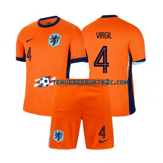 Thuisshirt Nederland Virgil van Dijk 4 Voetbalteneu Kinderen Europacup 2024 S-S