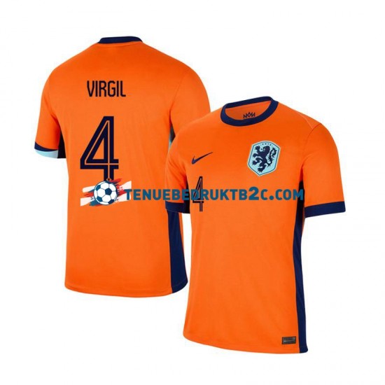 Thuisshirt Nederland Virgil van Dijk 4 Mannen Europacup 2024 S-S