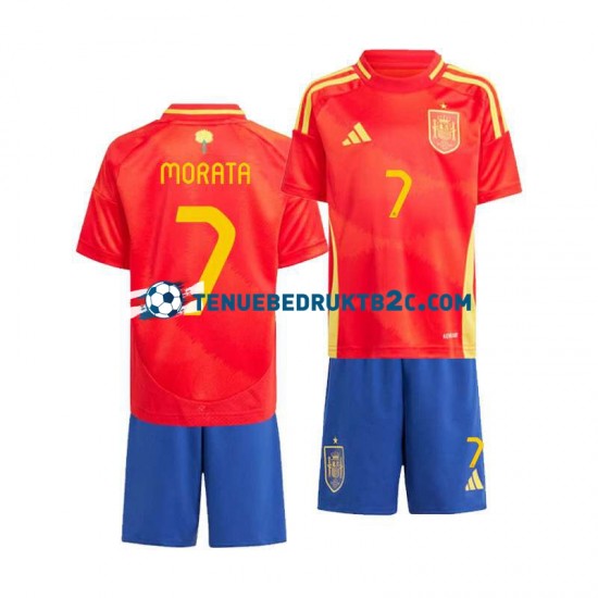 Thuisshirt Spanje Alvaro Morata 7 Voetbalteneu Kinderen Europacup 2024 S-S