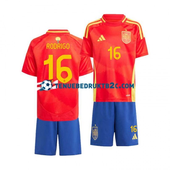 Thuisshirt Spanje Rodrigo 16 Voetbalteneu Kinderen Europacup 2024 S-S