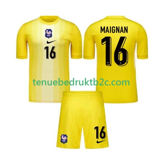Thuisshirt Frankrijk Keeper Mike Maignan 16 Voetbalteneu Kinderen 2025 S-S