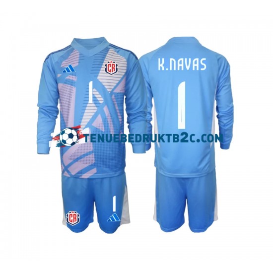 Thuisshirt Costa Rica Keeper Keylor Navas 1 Voetbalteneu Kinderen 2024 L-S Blauw