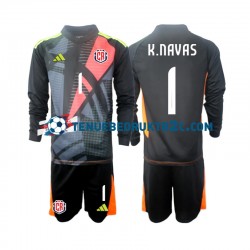 3de shirt Costa Rica Keeper Keylor Navas 1 Voetbalteneu Kinderen 2024 L-S Zwart