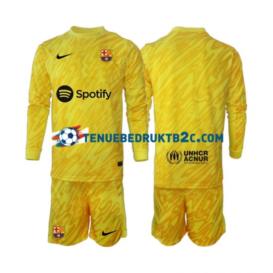 Uitshirt FC Barcelona Keeper Voetbalteneu Kinderen 2024-25 L-S