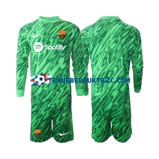 Thuisshirt FC Barcelona Keeper Voetbalteneu Kinderen 2024-25 L-S Groente