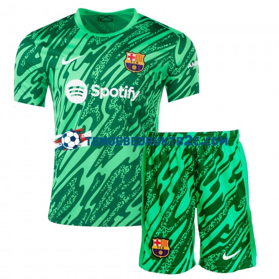 Thuisshirt FC Barcelona Keeper Voetbalteneu Kinderen 2024-25 S-S Groente