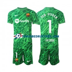 Thuisshirt FC Barcelona Keeper Ter Stegen 1 Voetbalteneu Kinderen 2024-25 S-S Groente