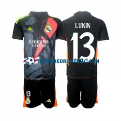 Uitshirt Real Madrid Keeper Andriy Lunin 13 Voetbalteneu Kinderen 2024-25 S-S Zwart
