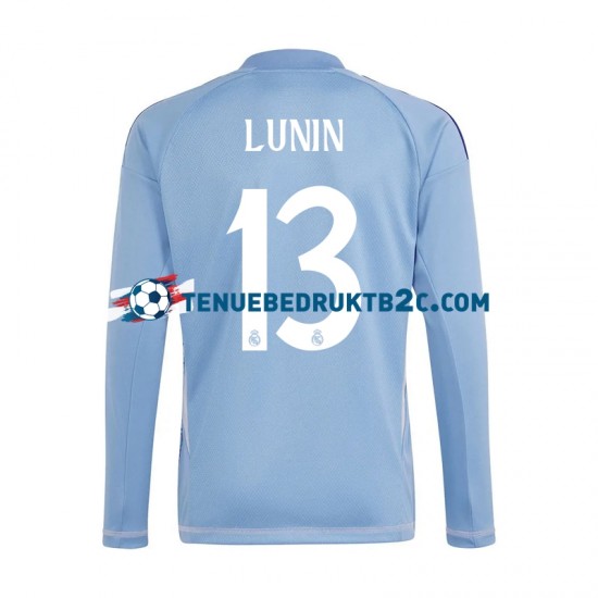 Thuisshirt Real Madrid Keeper Andriy Lunin 13 Mannen 2024-25 L-S Blauw