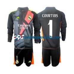 Uitshirt Real Madrid Keeper Thibaut Courtois 1 Voetbalteneu Kinderen 2024-25 L-S Zwart