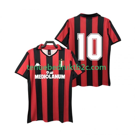 Thuisshirt Retro AC Milan 10 1988 1989 Mannen S-S