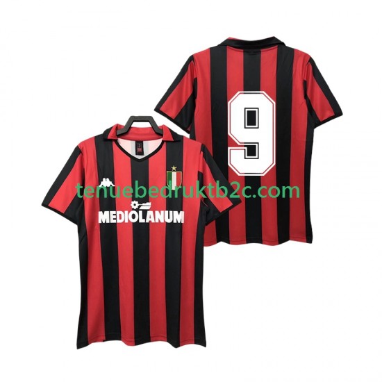 Thuisshirt Retro AC Milan 9 1988 1989 Mannen S-S