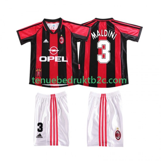 Thuisshirt Retro AC Milan MALDINI 3 Voetbalteneu Kinderen 1998 1999 S-S