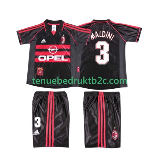3de shirt Retro AC Milan MALDINI 3 Voetbalteneu Kinderen 1998 1999 S-S