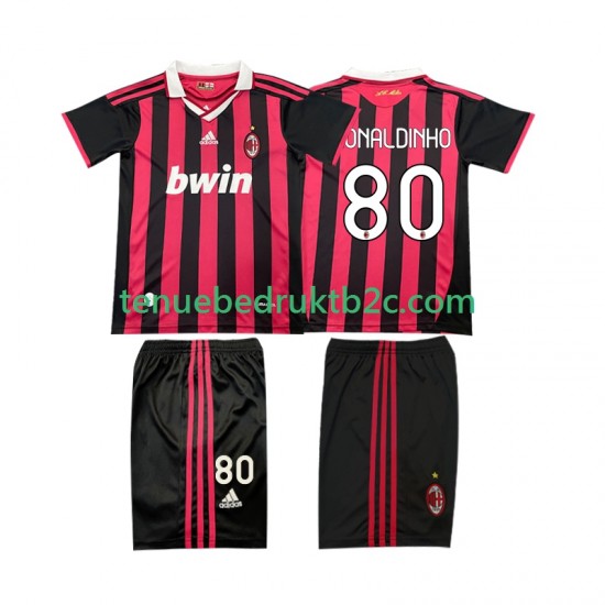 Thuisshirt Retro AC Milan RONALDINHO 80 2009 Voetbalteneu Kinderen 2010 S-S