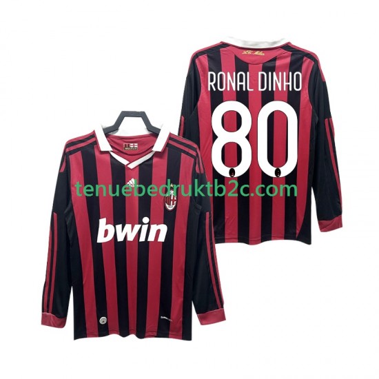 Thuisshirt Retro AC Milan RONALDINHO 80 2009 Mannen 2010 L-S