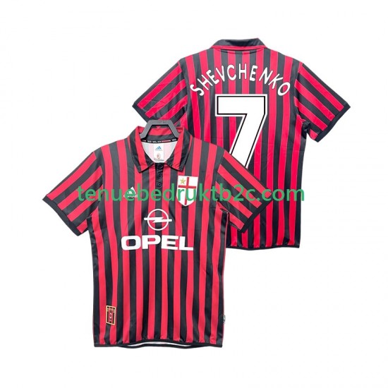 Thuisshirt Retro AC Milan SHEVCHENKO 7 2000 Mannen 1999 S-S