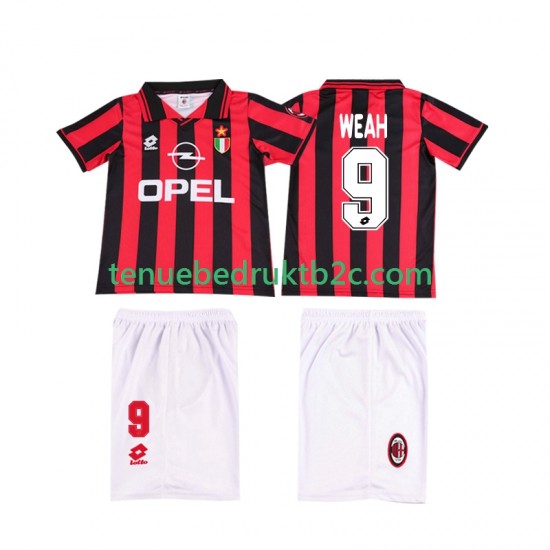 Thuisshirt Retro AC Milan WEAH 9 1996 1997 Voetbalteneu Kinderen S-S