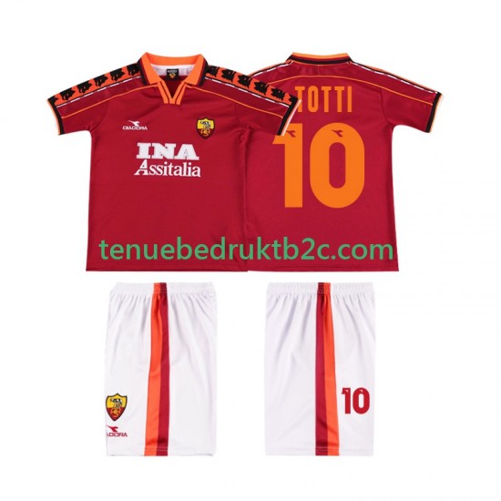 Thuisshirt Retro AS Roma TOTTI 10 Voetbalteneu Kinderen 1998 1999 S-S