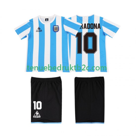Thuisshirt Retro Argentinië MARADONA 10 1986 Voetbalteneu Kinderen S-S