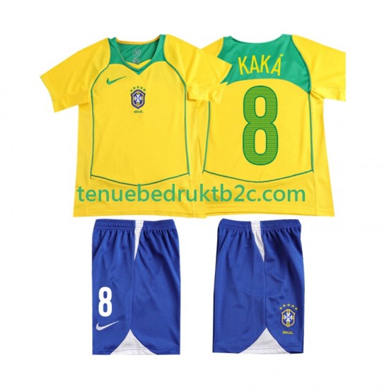 Thuisshirt Retro Brazilië KAKA 8 Voetbalteneu Kinderen 2004 S-S