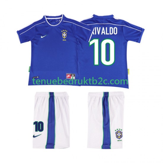 Uitshirt Retro Brazilië RIVALDO 10 Voetbalteneu Kinderen 1998 S-S