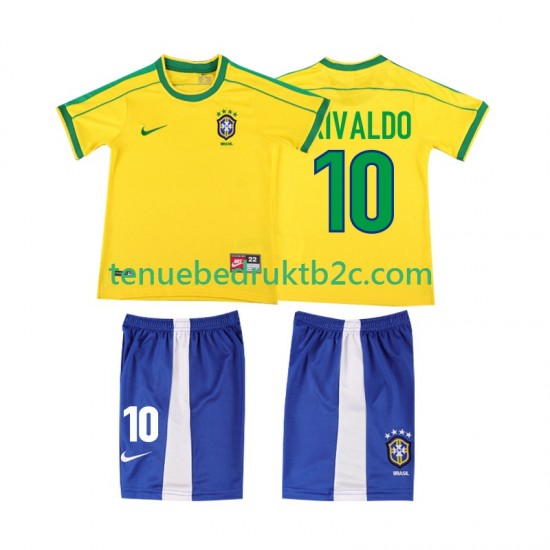 Thuisshirt Retro Brazilië RIVALDO 10 Voetbalteneu Kinderen 1998 S-S