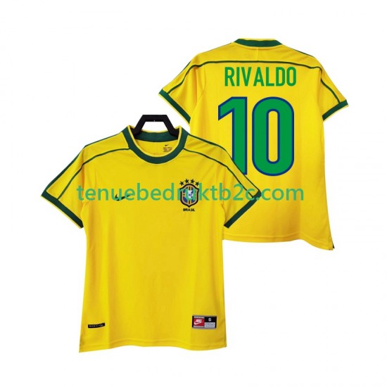 Thuisshirt Retro Brazilië RIVALDO 10 Mannen 1998 S-S