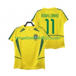 Thuisshirt Retro Brazilië RONALDINHO 11 Mannen 2002 S-S