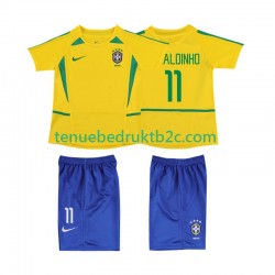 Thuisshirt Retro Brazilië RONALOINHO 11 Voetbalteneu Kinderen 2002 S-S
