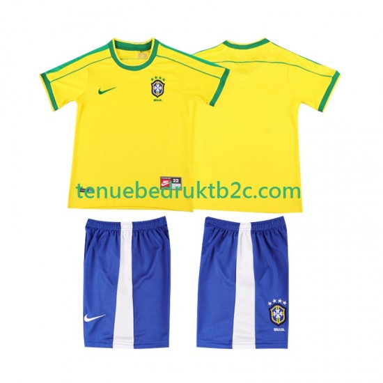 Thuisshirt Retro Brazilië Voetbalteneu Kinderen 1998 S-S
