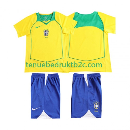 Thuisshirt Retro Brazilië Voetbalteneu Kinderen 2004 S-S