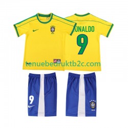 Thuisshirt Retro Brazilië Ronaldo 9 Voetbalteneu Kinderen 1998 S-S