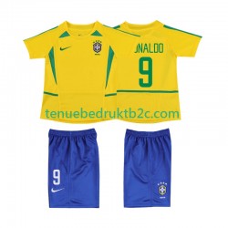 Thuisshirt Retro Brazilië Ronaldo 9 Voetbalteneu Kinderen 2002 S-S