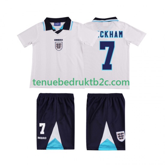 Thuisshirt Retro Engeland Beckham 7 1996 Voetbalteneu Kinderen S-S