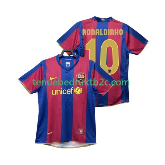 Thuisshirt Retro FC Barcelona RONALDINHO 10 2007 Mannen 2008 S-S