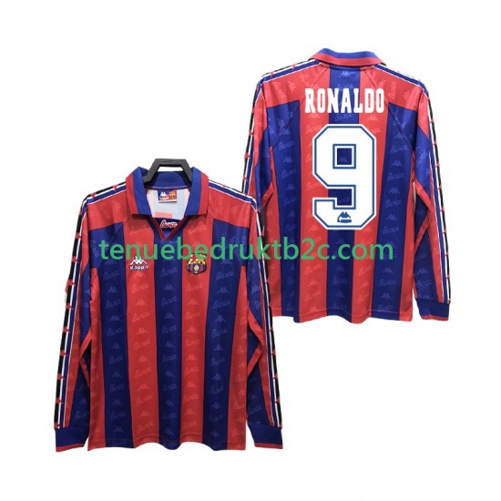 Thuisshirt Retro FC Barcelona RONALDO 9 1996 1997 Mannen L-S