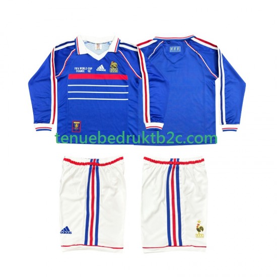 Thuisshirt Retro Frankrijk Voetbalteneu Kinderen 1998 L-S