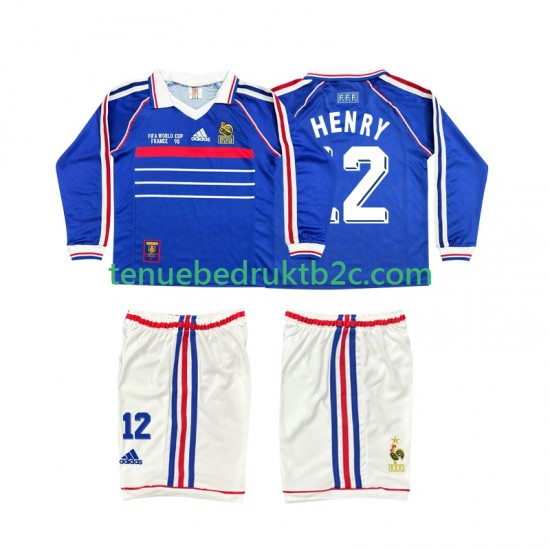 Thuisshirt Retro Frankrijk Henry 12 Voetbalteneu Kinderen 1998 L-S