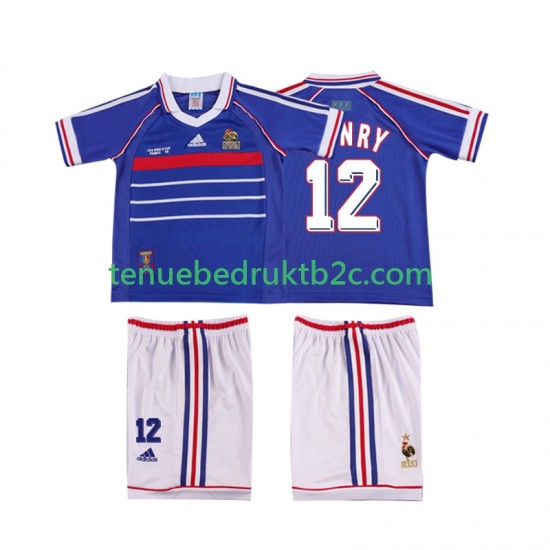 Thuisshirt Retro Frankrijk Henry 12 Voetbalteneu Kinderen 1998 S-S