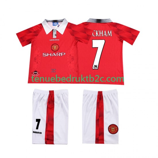 Thuisshirt Retro Manchester United BECKHAM 7 1996 1997 Voetbalteneu Kinderen S-S